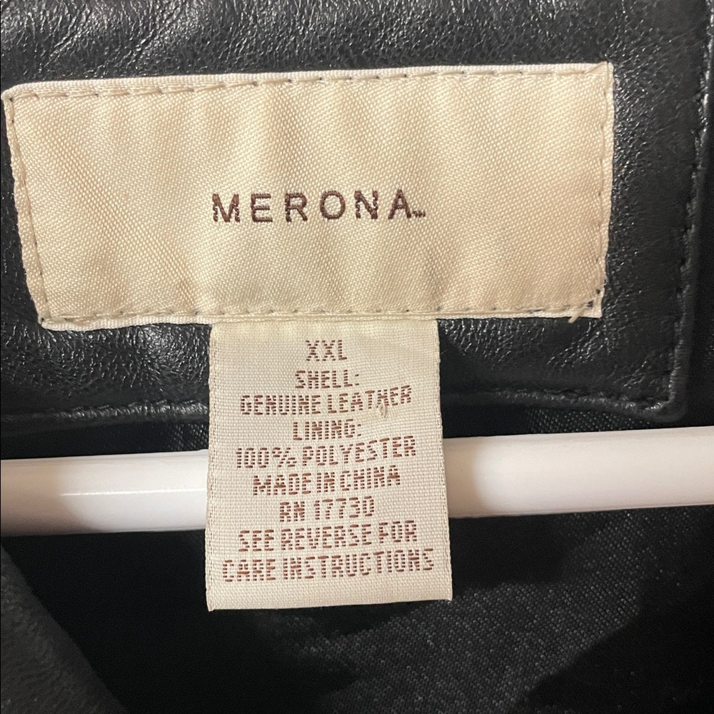 Merona classic black leather jacket men’s size XXL - Picture 4 of 17